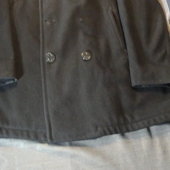 USN NAVY ISSUE MENS BLACK WOOL OVERCOAT 46R PEACOAT 8405-01-154-5800 SV 1034 Pea Coats